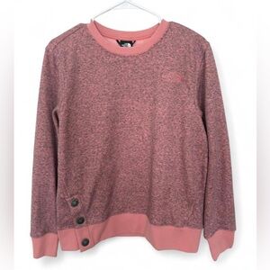 NWOT North Face Everyday Fleece Crewneck Sweatshirt Medium Mauve Heather Snaps